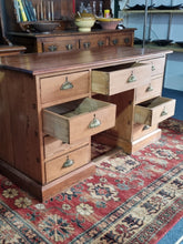 Load image into Gallery viewer, Victorian Pitch Pine Kneehole Desk