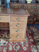 Load image into Gallery viewer, Victorian Pitch Pine Kneehole Desk