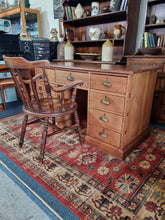Load image into Gallery viewer, Victorian Pitch Pine Kneehole Desk