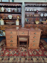 Load image into Gallery viewer, Victorian Pitch Pine Kneehole Desk