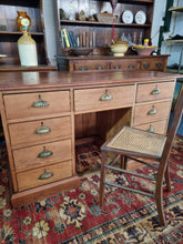 Load image into Gallery viewer, Victorian Pitch Pine Kneehole Desk