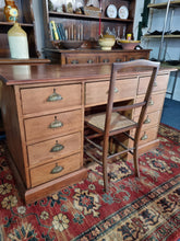 Load image into Gallery viewer, Victorian Pitch Pine Kneehole Desk