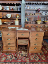 Load image into Gallery viewer, Victorian Pitch Pine Kneehole Desk