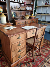 Load image into Gallery viewer, Victorian Pitch Pine Kneehole Desk