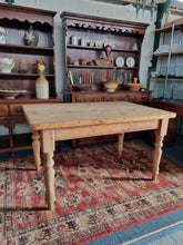 Load image into Gallery viewer, Victorian Pine Scrub Top Kitchen Table Together With An Old Pine Bench