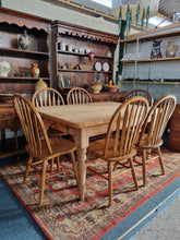 Load image into Gallery viewer, Victorian Pine Scrub Top Kitchen Table Together With An Old Pine Bench