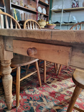 Load image into Gallery viewer, Victorian Pine Scrub Top Kitchen Table Together With An Old Pine Bench