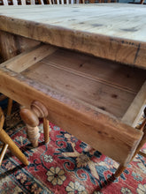 Load image into Gallery viewer, Victorian Pine Scrub Top Kitchen Table Together With An Old Pine Bench