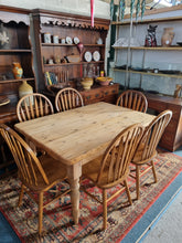 Load image into Gallery viewer, Victorian Pine Scrub Top Kitchen Table Together With An Old Pine Bench