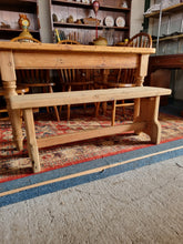 Load image into Gallery viewer, Victorian Pine Scrub Top Kitchen Table Together With An Old Pine Bench