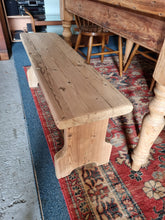 Load image into Gallery viewer, Victorian Pine Scrub Top Kitchen Table Together With An Old Pine Bench