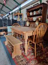 Load image into Gallery viewer, Victorian Pine Scrub Top Kitchen Table Together With An Old Pine Bench