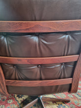 Load image into Gallery viewer, Mid Century Bentwood  Brown Leather Swivel Armchair