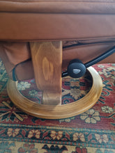 Load image into Gallery viewer, Pair of Stressless Ekornes Reno Armchairs and Footstools in Paloma with a Teak Finish