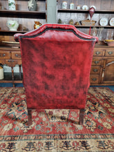 Load image into Gallery viewer, Leather Vintage Wing Back Chesterfield Armchair In Red Oxblood