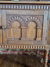 Load image into Gallery viewer, Oak Carved Pot Board Cupboard