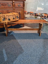 Load image into Gallery viewer, Oak Trestle Bench / Stool Mid 20th Century