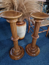 Load image into Gallery viewer, A lovely pair of oak columns / display tables
