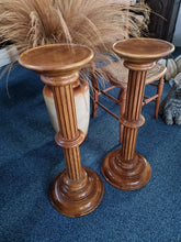 Load image into Gallery viewer, A lovely pair of oak columns / display tables
