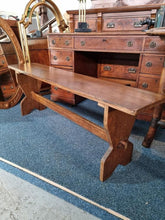 Load image into Gallery viewer, Oak Trestle Bench / Stool Mid 20th Century