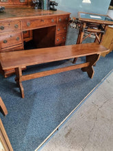 Load image into Gallery viewer, Oak Trestle Bench / Stool Mid 20th Century