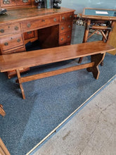Load image into Gallery viewer, Oak Trestle Bench / Stool Mid 20th Century