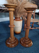 Load image into Gallery viewer, A lovely pair of oak columns / display tables