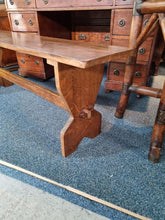 Load image into Gallery viewer, Oak Trestle Bench / Stool Mid 20th Century
