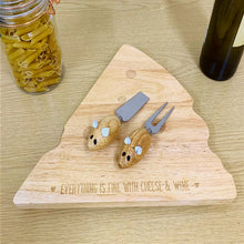 Load image into Gallery viewer, Cheeseboard Wedge Shape with Mouse Knives
