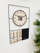 Load image into Gallery viewer, Metal &amp; Wood Clock, Date &amp; Memo Board 52x33cm
