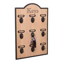 Load image into Gallery viewer, Wooden Board With 9 Key Design Hooks
