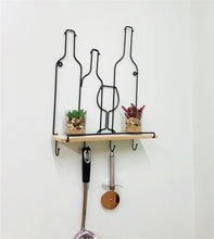 Load image into Gallery viewer, Wine Bottles Wall Shelf &amp; 4 Hooks
