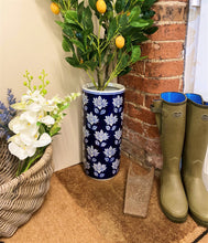Load image into Gallery viewer, Blue With White Flower Umbrella Stand
