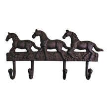 Load image into Gallery viewer, Rustic Cast Iron Wall Hooks, Three Horses
