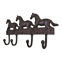 Load image into Gallery viewer, Rustic Cast Iron Wall Hooks, Three Horses
