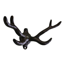 Load image into Gallery viewer, Rustic Cast Iron Wall Hooks, Stag Antlers, Small
