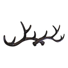 Load image into Gallery viewer, Rustic Cast Iron Wall Hooks, Stag Antlers, Large
