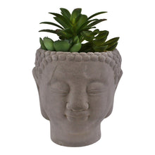 Load image into Gallery viewer, Trio of Faux Succulents in Buddha Head Cement Pot
