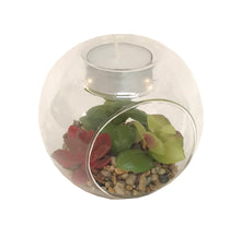 Load image into Gallery viewer, Succulent In Glass Terrarium with TeaLight Holder
