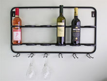 Load image into Gallery viewer, Wall Mounted Six Bottle And Wine Glass Holder

