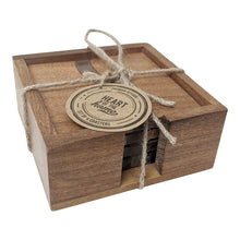Load image into Gallery viewer, Wooden Wave Design Coasters In A Wooden Holder
