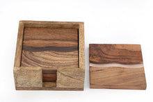 Load image into Gallery viewer, Wooden Wave Design Coasters In A Wooden Holder
