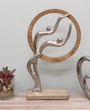 Load image into Gallery viewer, Abstract Ornament, Silver Couple In Wooden Circle, 31cm.
