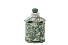 Load image into Gallery viewer, Ceramic Green Parrot Palm Willow Urn Jar With Lid 16cm
