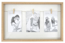 Load image into Gallery viewer, White Natural Wood Triple Peg Frame
