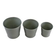 Load image into Gallery viewer, Set of 3 Round Metal Planters, Green
