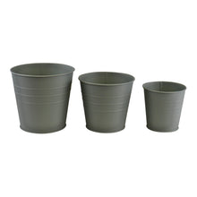 Load image into Gallery viewer, Set of 3 Round Metal Planters, Green
