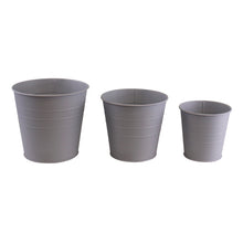 Load image into Gallery viewer, Set of 3 Round Metal Planters, Grey
