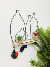 Load image into Gallery viewer, Wire Bottle Design Shelf with 4 Hooks
