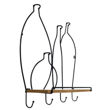 Load image into Gallery viewer, Wire Bottle Design Shelf with 4 Hooks
